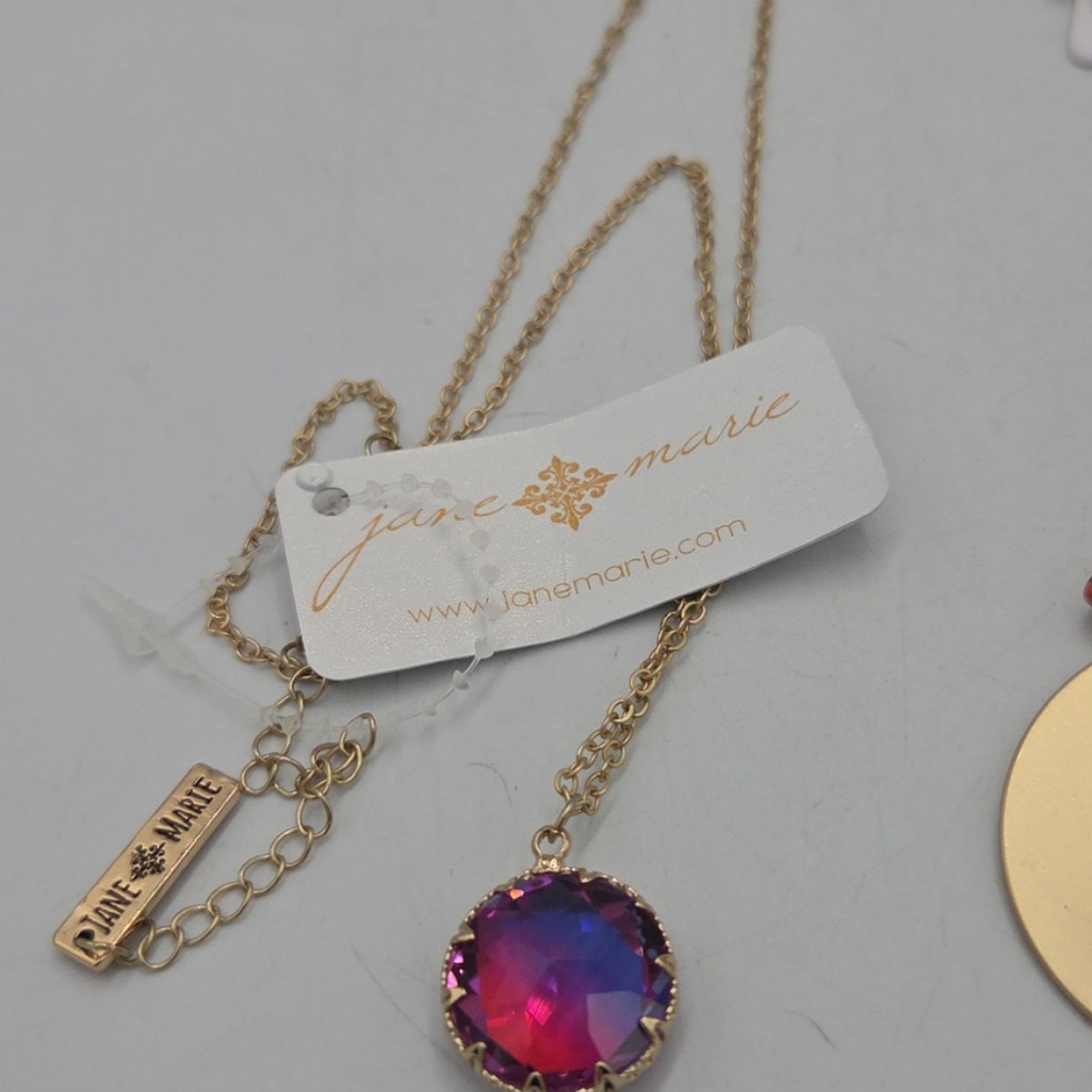 Jane Marie Gold Necklace With Pink And Purple Pendant